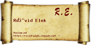 Rövid Elek névjegykártya